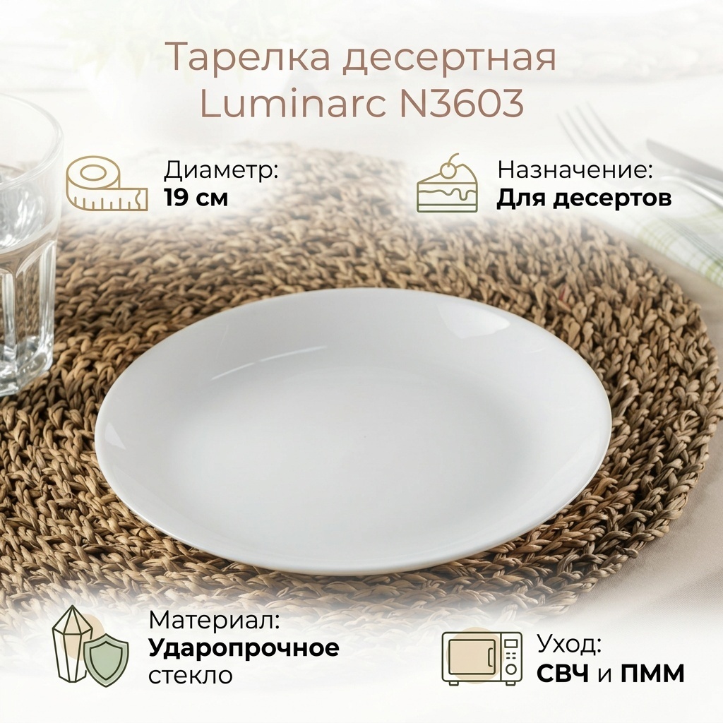 Тарелка Luminarc 19 см, 1 шт, стекло