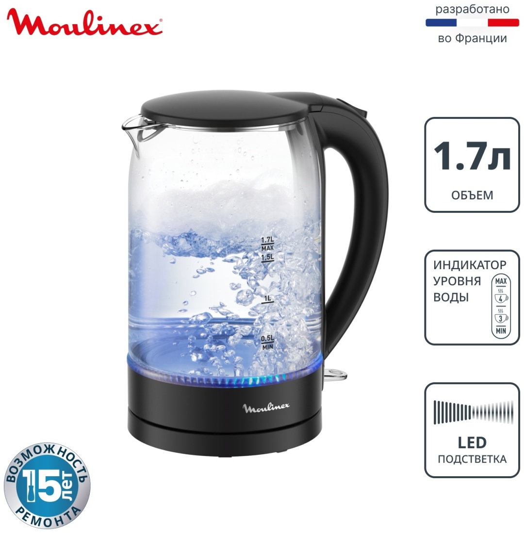 Электрочайник Moulinex BY1S08F0 черный