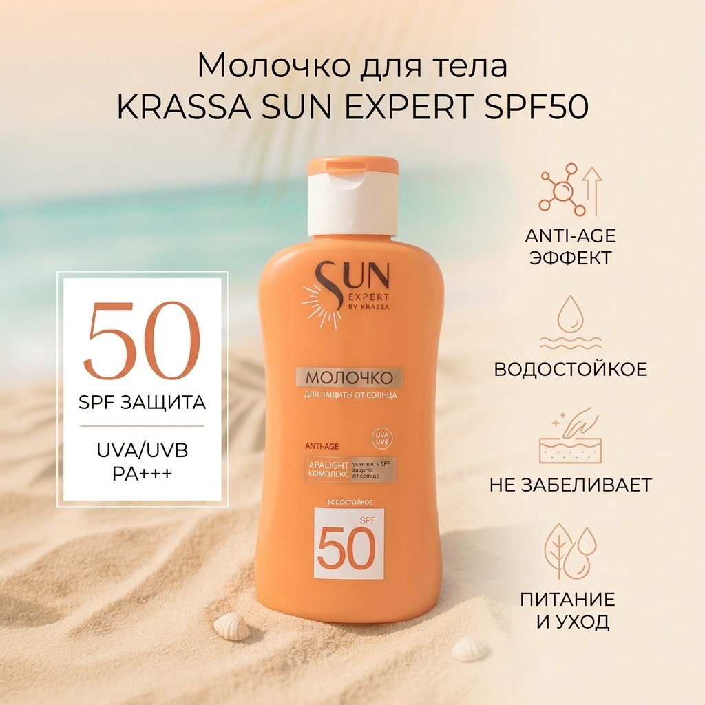 KRASSA Sun Expert SPF50 молочко для тела 180 мл