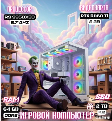 REALTECH R9 9950X3D / RTX 5060 Ti 8 Гб / 64 Гб / SSD 2000 Гб / Win 11