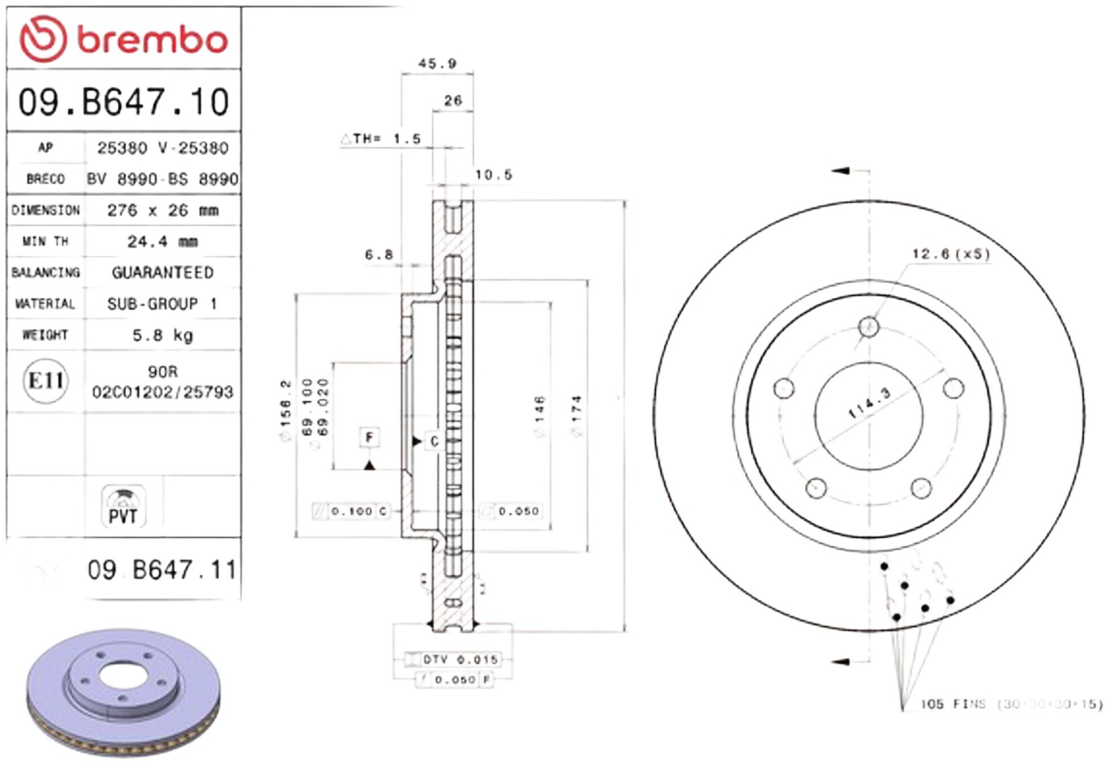 Диски Brembo передние 09B64710