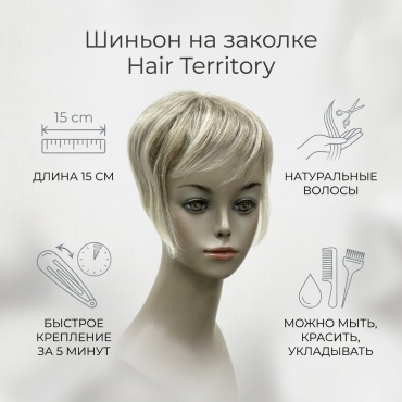 Hair Territory шиньон на заколке пепельно-серый женский