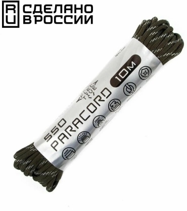 CORD Паракорд 550 CORD nylon 10м RUS световозвращающий (hunter) зеленый 10 м