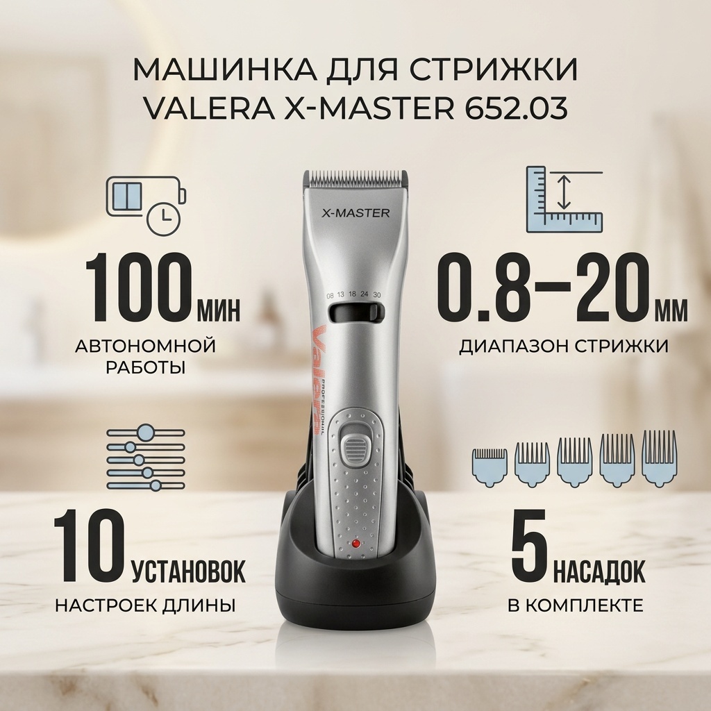 Valera машинка для стрижки X-Master 652.03 серый