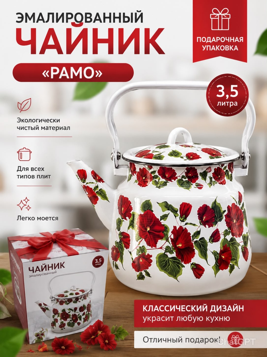 СтальЭмаль чайник 1с26Д 3.5 л, сталь