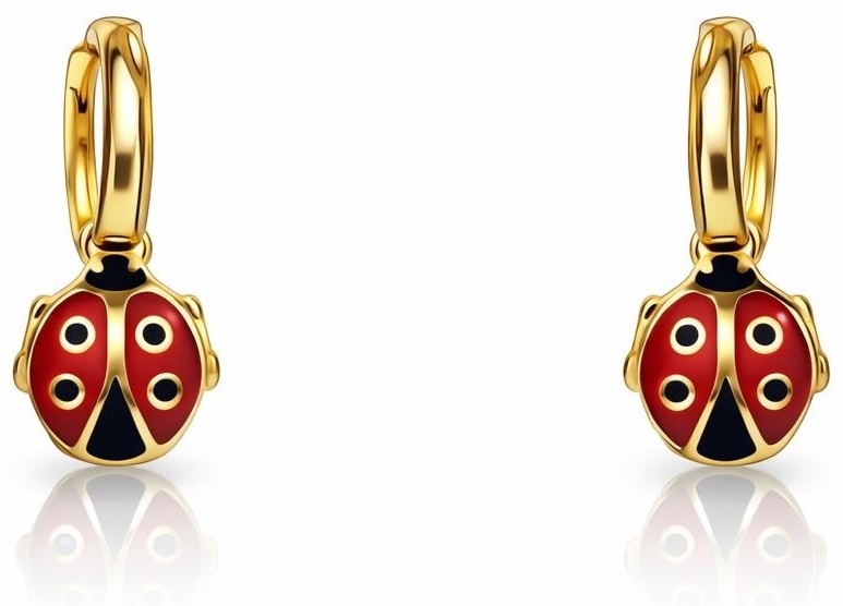 Серьги Эстет 01С016140Э вес 1.83 г золото, эмаль