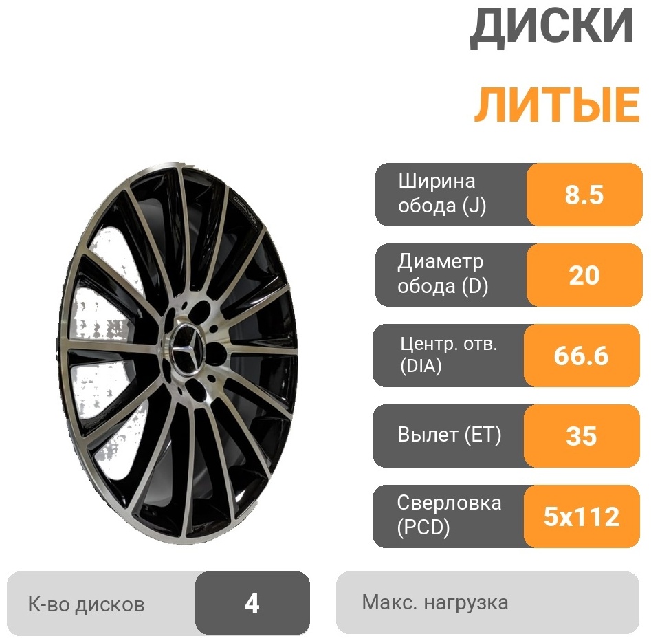 RS 1186 8.5/9.5x20/5x112 D66.6 ET35 4 диска черный