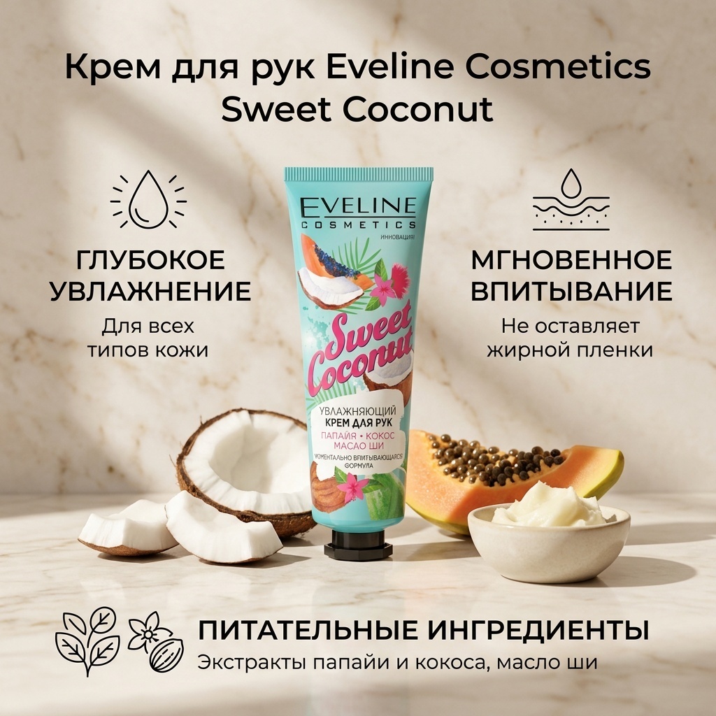 Eveline Cosmetics Sweet Coconut крем для рук 50 мл