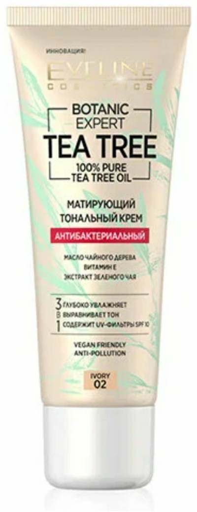 Eveline Cosmetics BOTANIC EXPERT TEA TREE тональный крем Антибактериальный матирующий тональный крем 30 г