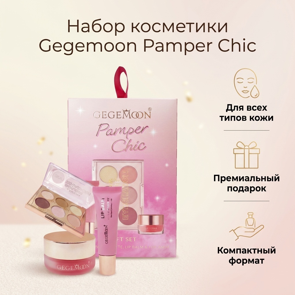 Gegemoon Pamper Chic тени, бальзам для губ и скраб для губ набор декоративной косметики для женщин