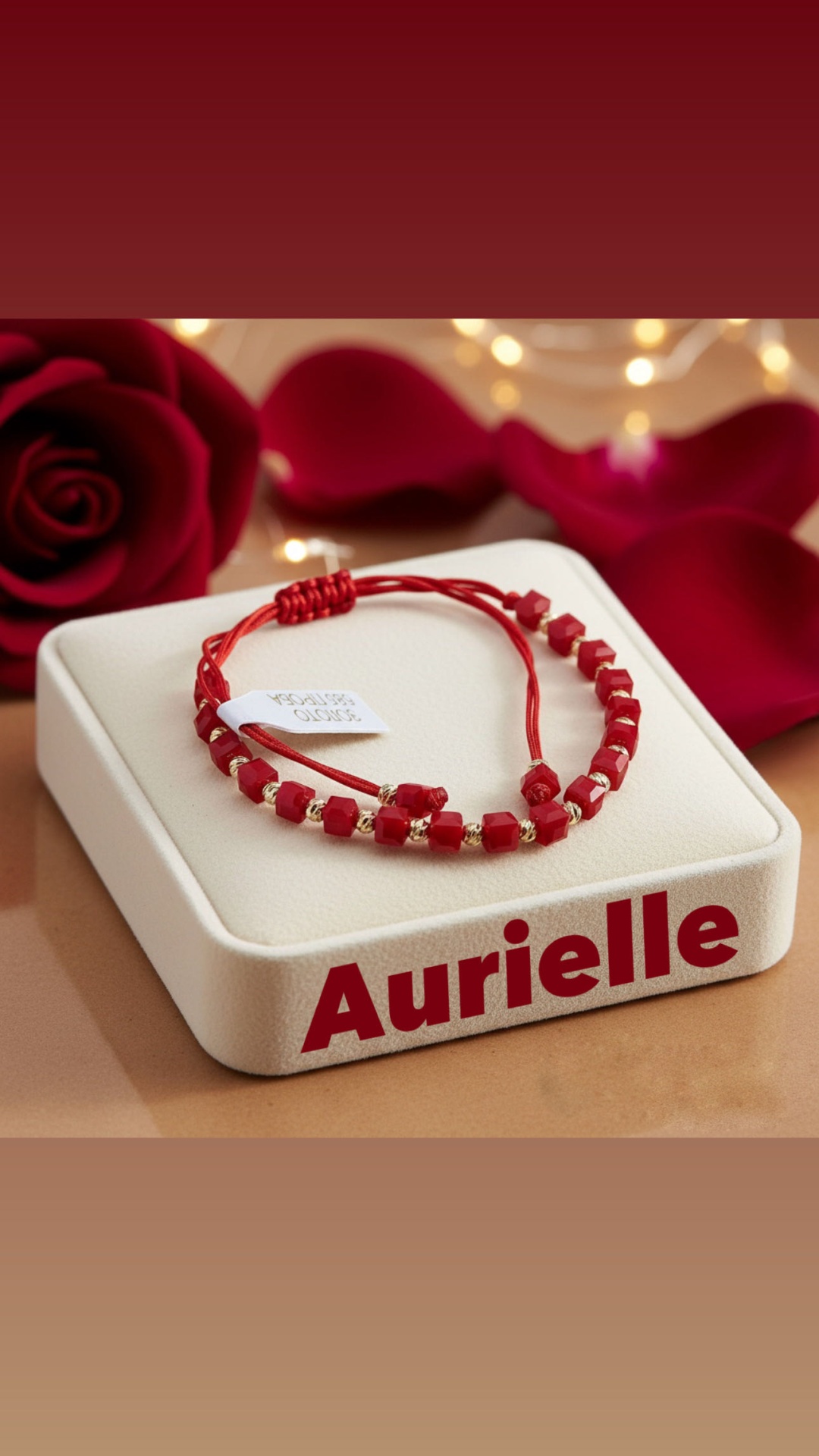 Aurielle Red Crystal длина 26 см, вес 0.5 г сплав покрытый золотом 24К, плетение отсутствует