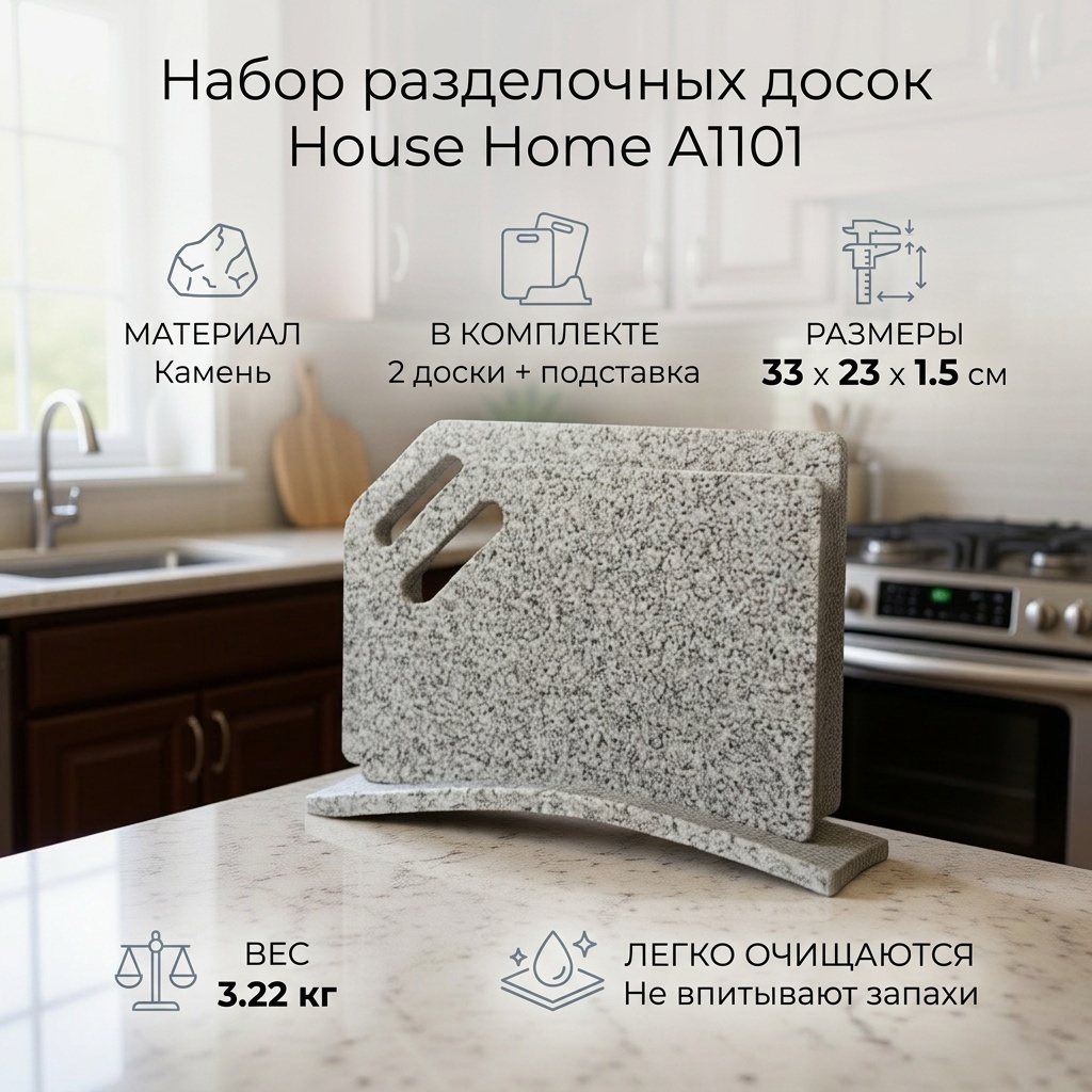 House Home набор разделочных досок Базовая коллекция А1101 2 шт, камень
