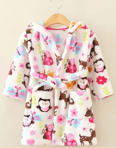 Флисовый халат Kids Moda бежевый, розовый