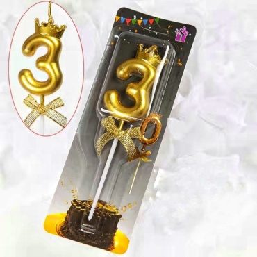 Свеча Happy birthday цифра 3, 1 шт 12 см