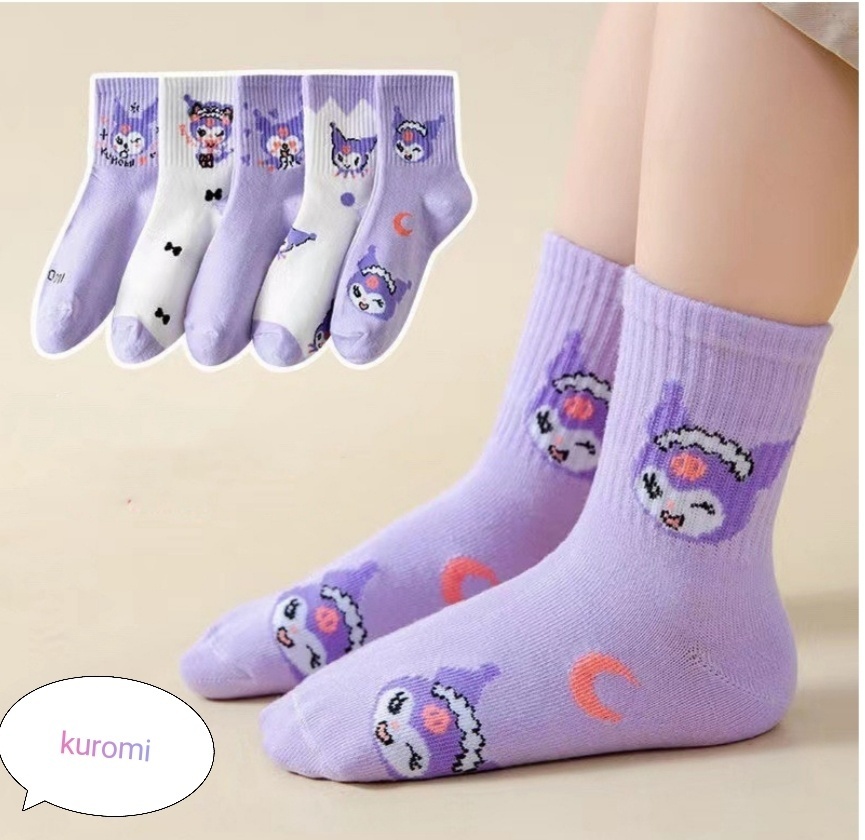 Носки Kuromi 987579986 5 пар белый, фиолетовый 27-33