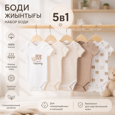 Набор боди Sabi коричневый, белый