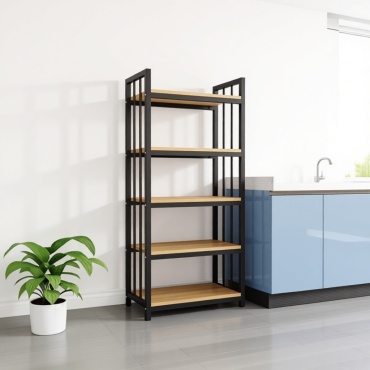 Стеллаж напольный HAIDAR, 80x40x180 см, черный, коричневый
