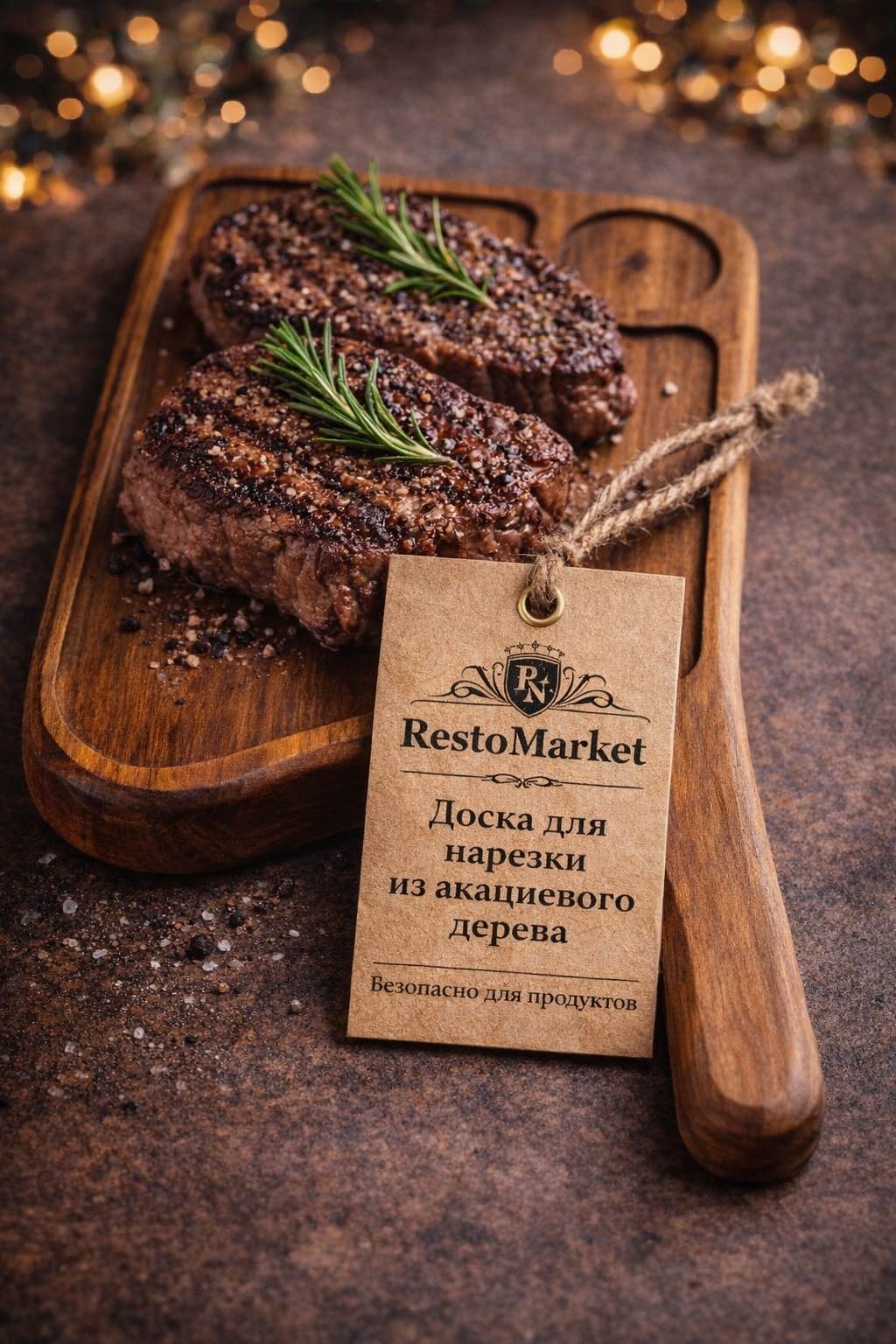Доска для подачи стейка СтейкТопор, дерево