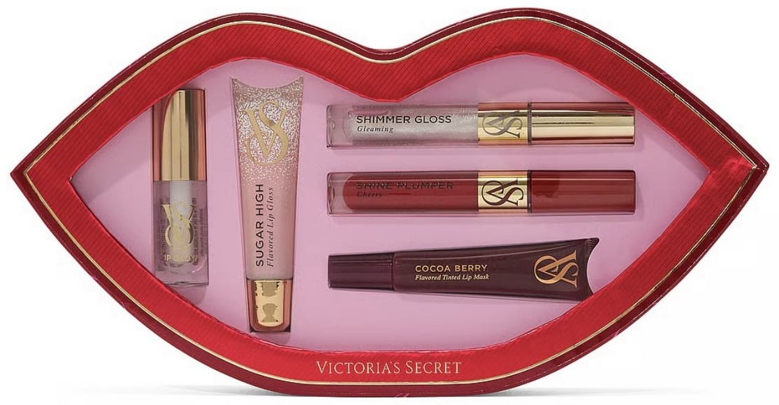 Victoria’s Secret Подарочный набор «Идеальные губы» палетка блесков для губ Gleaming, Lip Glow Sheer, sugar high, cocoa berry
