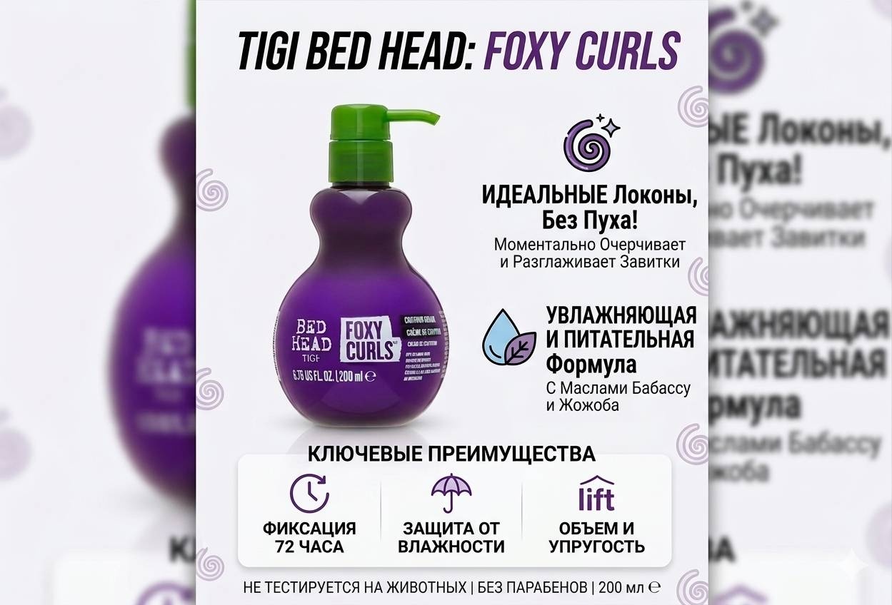 TIGI BED HEAD TIGI Foxy Curls — Крем для контуринга и фиксации локонов крем средняя фиксация 200 мл