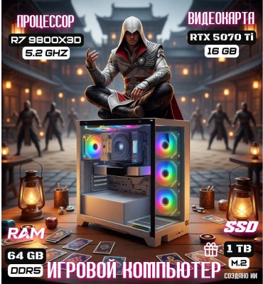REALTECH R7 9800X3D / RTX 5070 Ti 16 Гб / 64 Гб / SSD 1000 Гб / Win 11