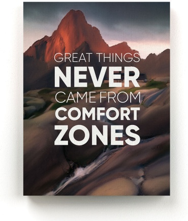 Araystudio.kz постер мотивационный на холсте “ Great things never came from comfort zones” для декора 50x70 см