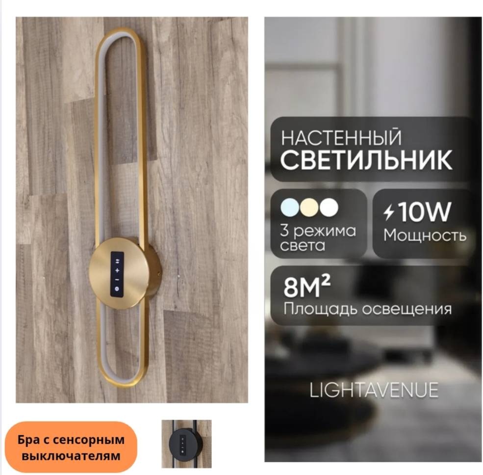 Бра настенный RRR Brand LED, латунь