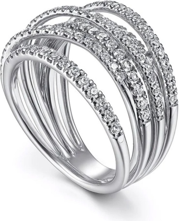 Кольцо Jewelry Кольцо дорожка переплетенка в серебре размер 18.5 бижутерный сплав, фианит, серебристый
