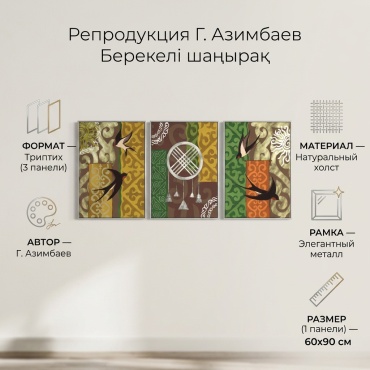 Репродукция Берекелі шаңырақ в раме 60x90 см