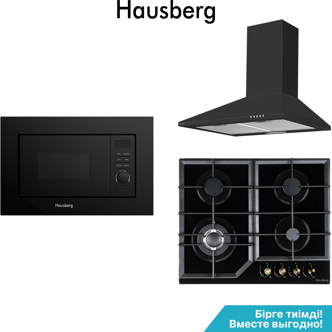 Микроволновая печь Hausberg HBM-3022BL+Hausberg HB-692BL-RETRO + HBCH-6220BL черный