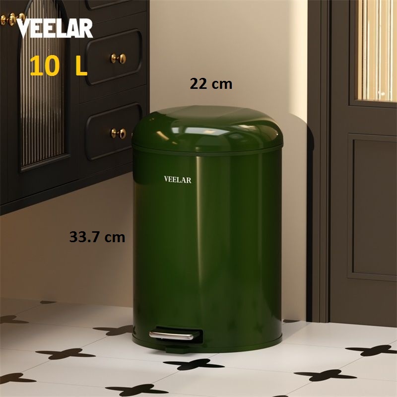 Мусорное ведро VEELAR 10 л 22x22x33.7 см, нержавеющая сталь, полипропилен