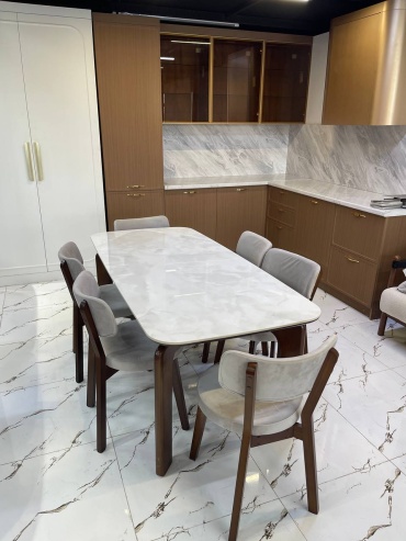 Комплект TM Lux Нова, стол 80х160 см + 6 стульев, белый, коричневый