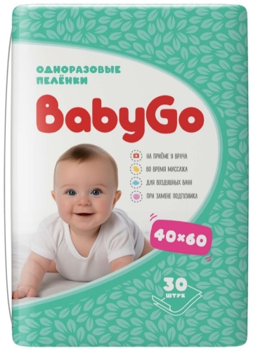 Пеленка одноразовая Baby Go 14480111130, 30 шт, 40x60 см