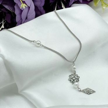 Цепь Stainless Steel длина 120 см титан жемчуг