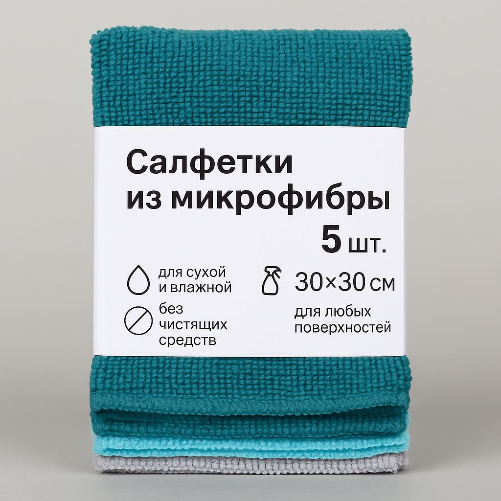 MIRPACK тряпка Салфетки из микрофибры 5 шт, микрофибра