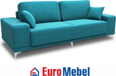 Диван Euromebel Капелла 3, 251х106 см, обивка велюр, бирюзовый
