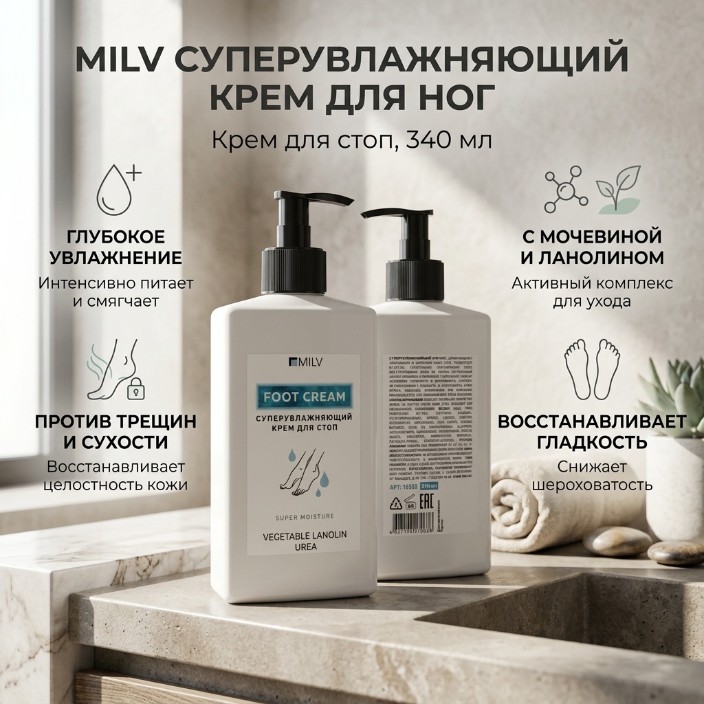 MILV Суперувлажняющий крем для ног 340 мл
