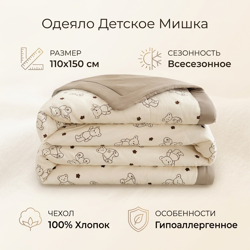 Одеяло Мишка 174092028 110x150 всесезонное