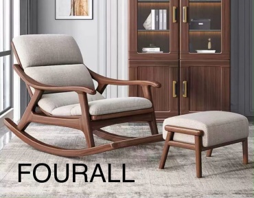 Кресло-качалка FOURALL K3 993493239 , обивка оксфорд, серый, коричневый