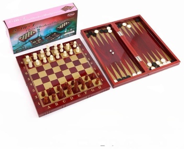 Нарды и шашки 3 в 1, шахматы GlideGoods дерево 39x39 см