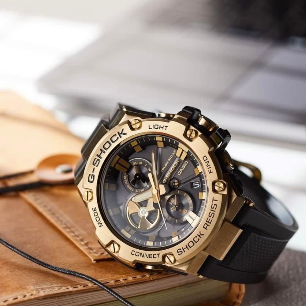 Кварцевые CASIO EDIFACE & G-CHOCK GST-B100GB-1A9DR пластик, нержавеющая сталь