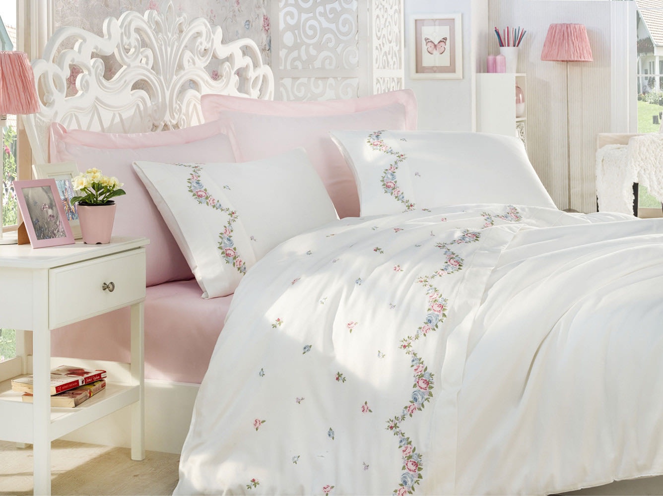 Комплект dantela Home collection LARA Krem евростандарт хлопок, сатин, 4 наволочки: 50x70 см, 60x80 см