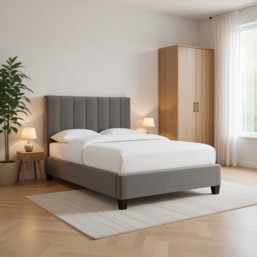 Кровать ModBeds Полосы односпальная, 120x200 см (с матрасом, без подъёмного механизма) серый