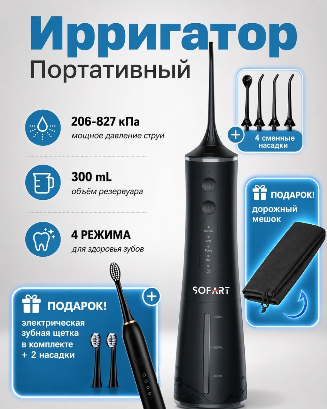 SOFART ирригатор ST34 ручной, портативный