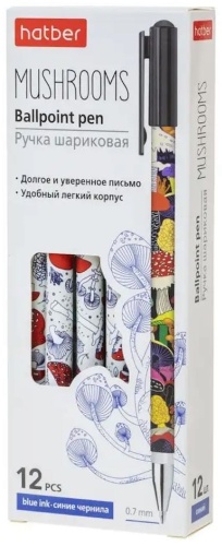 Ручка шариковая Hatber Mushrooms BP_078442 1 шт, 0.7 мм, цвет чернил синий