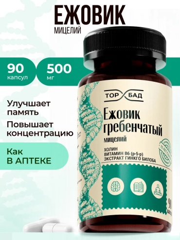 TOP БАД Ежовик гребенчатый с холином и экстрактом гинкго билоба капсулы 90 шт