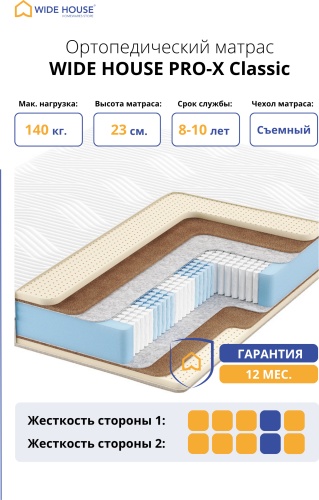 Матрас WIDE HOUSE PRO-X Classic, 150x190x23 см