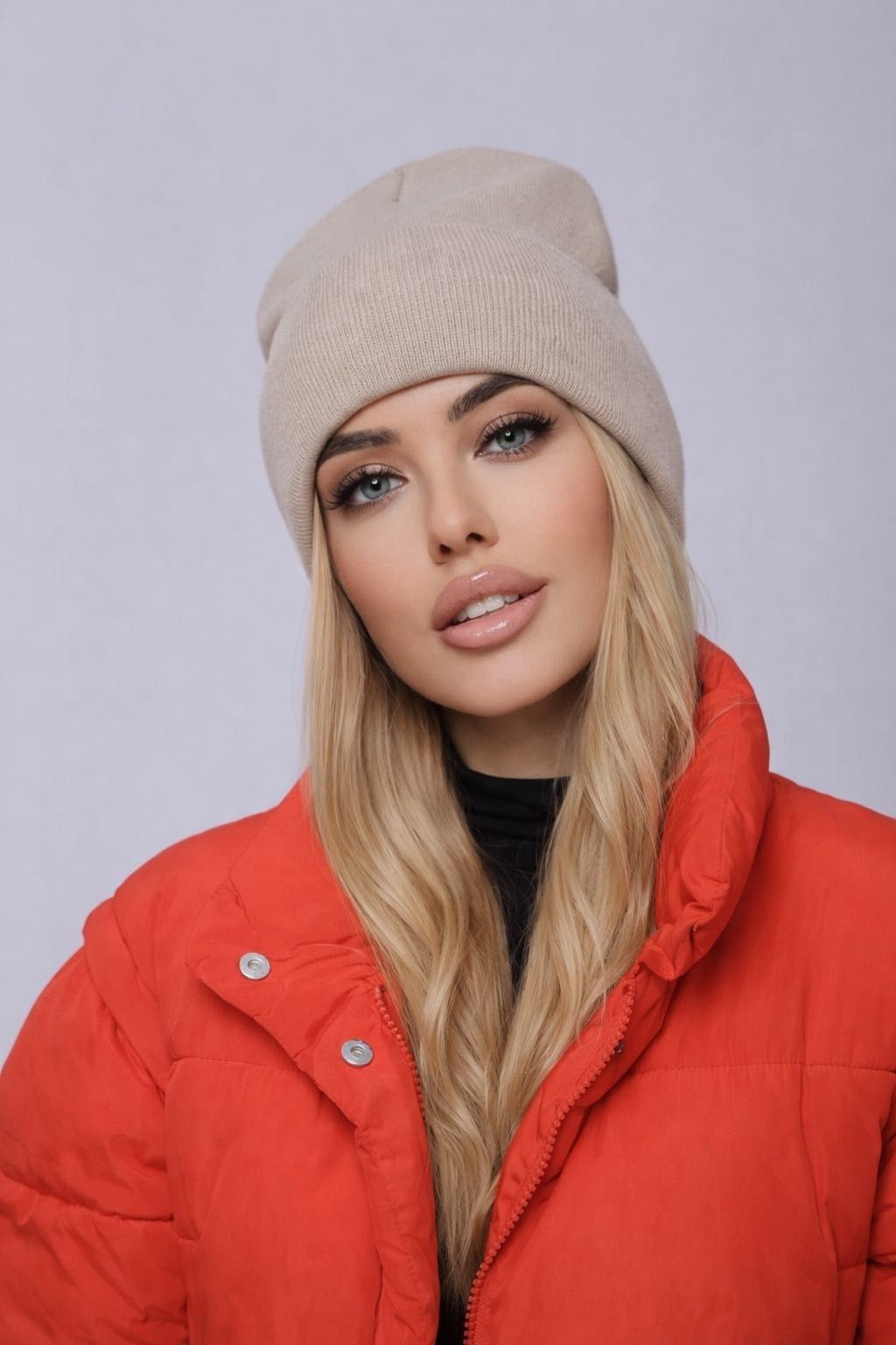 Шапка ATMA brand размер универсальный, бежевый