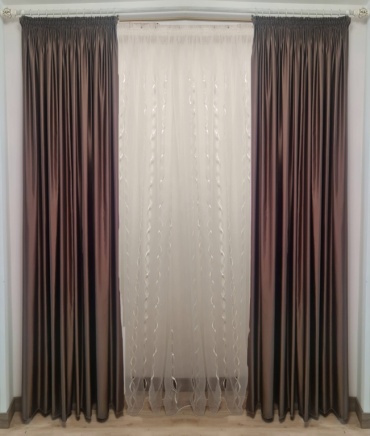 Портьеры Renaissance 250x270 см 2 шт, атлас, коричневый