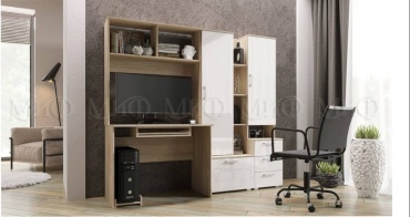 Стол компьютерный с надстройкой Aiba Mebel 418747706, 200х54x180 см, белый, бежевый